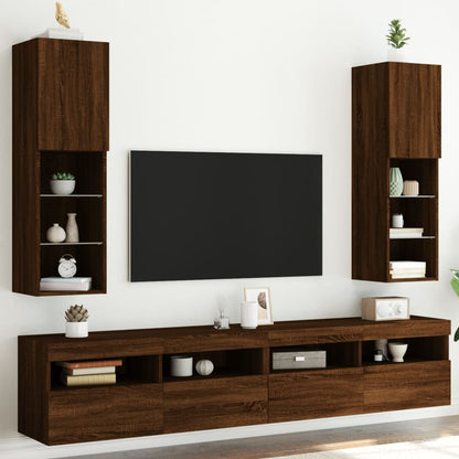 TV-Schränke mit LED-Leuchten 2 Stk. Braun Eichen-Optik - Pazzar.ch