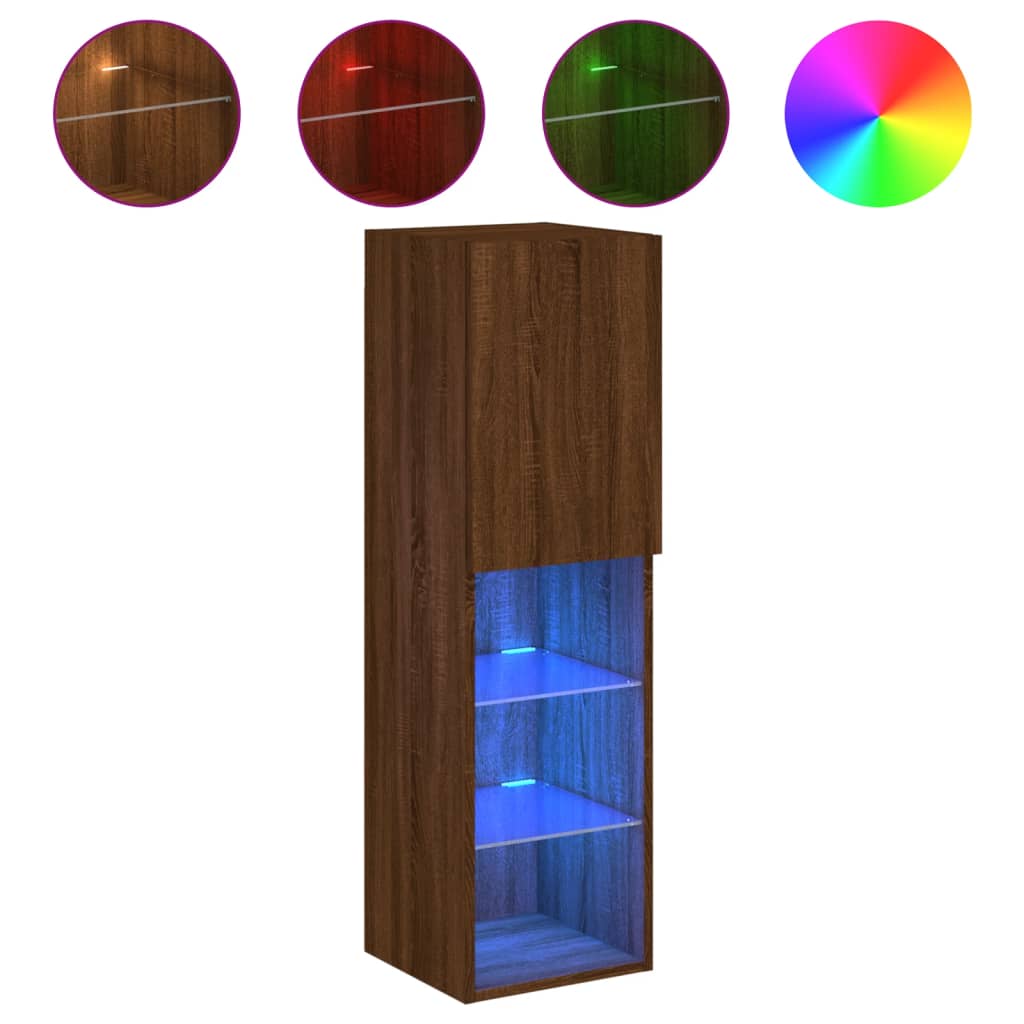 TV-Schränke mit LED-Leuchten 2 Stk. Braun Eichen-Optik - Pazzar.ch