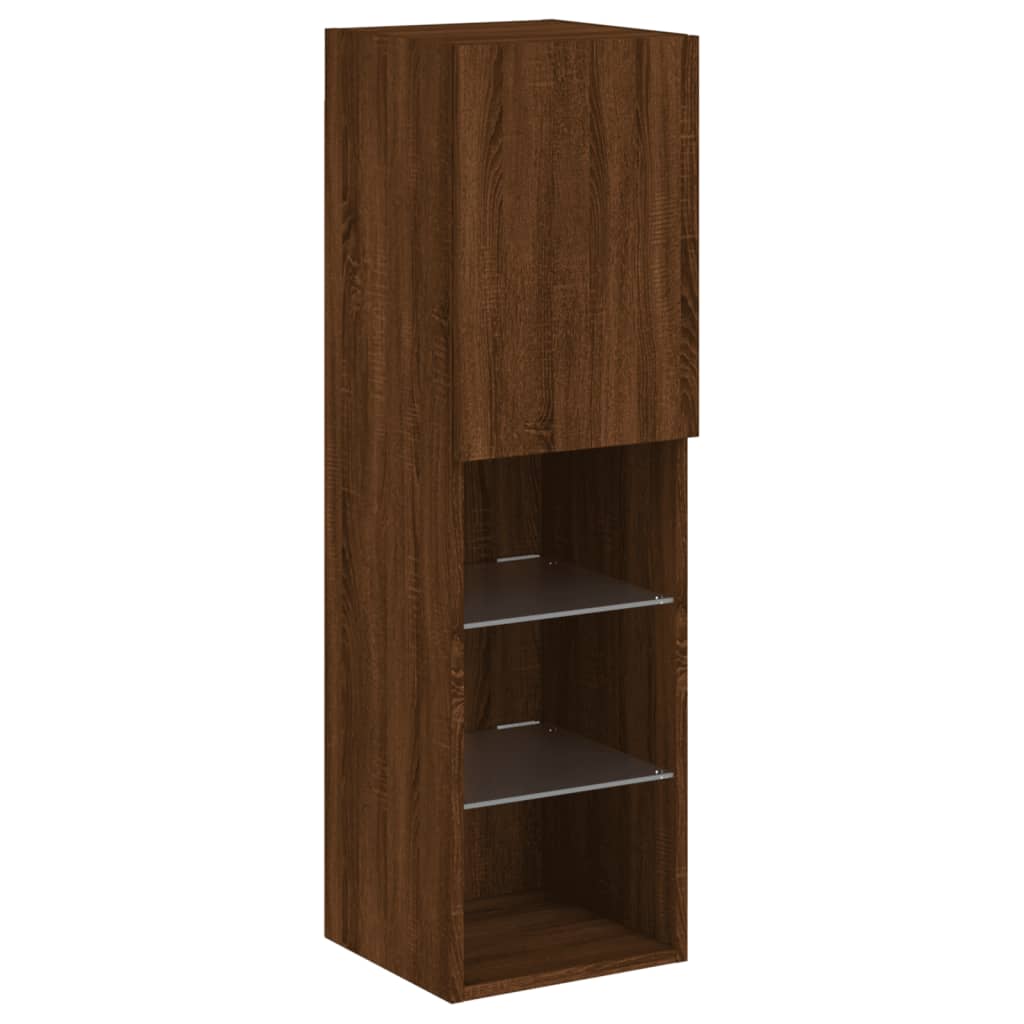 TV-Schränke mit LED-Leuchten 2 Stk. Braun Eichen-Optik - Pazzar.ch