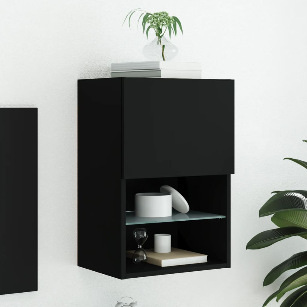 TV-Schrank mit LED-Leuchten Schwarz 40,5x30x60 cm - Pazzar.ch