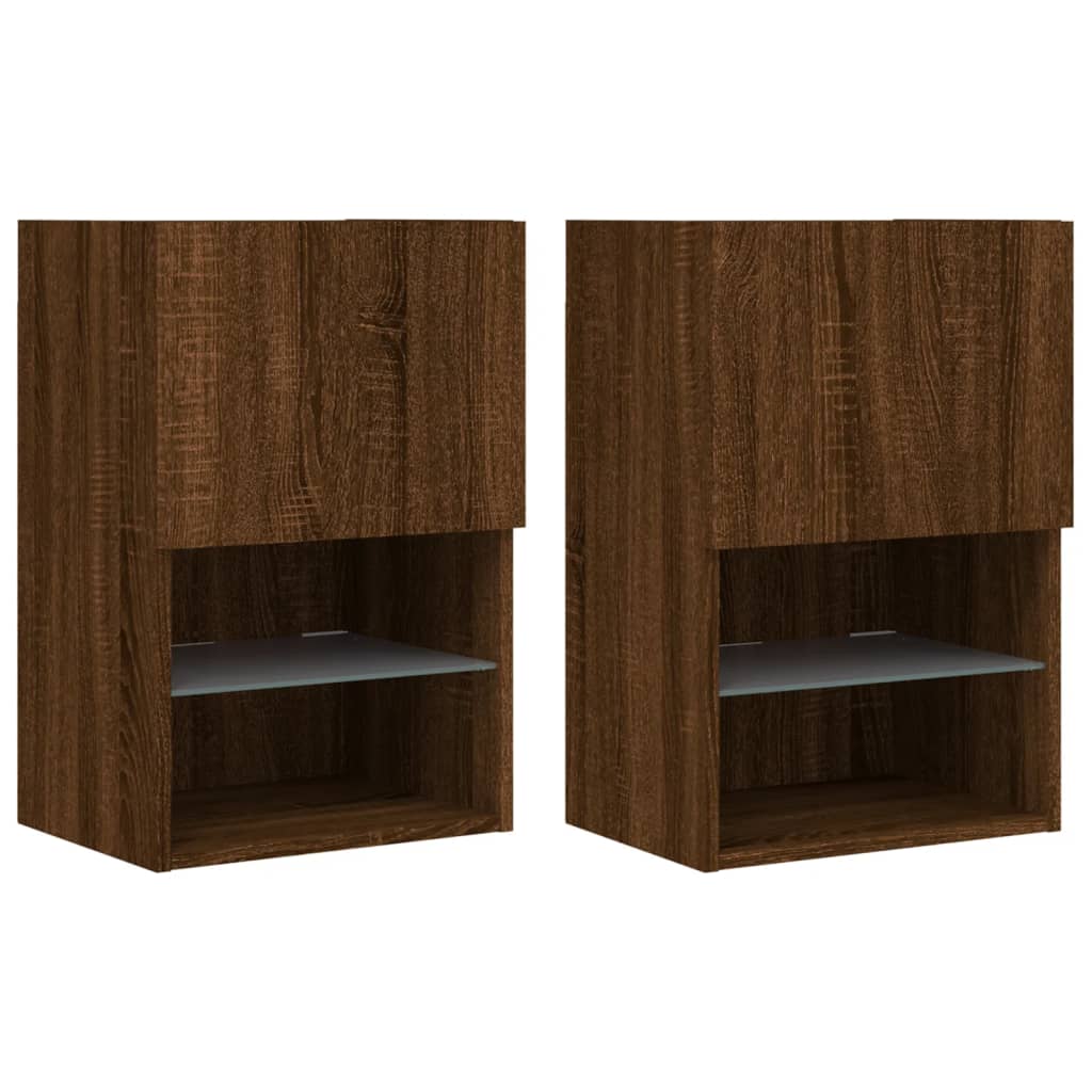 TV-Schränke mit LED-Leuchten 2 Stk. Braun Eichen-Optik - Pazzar.ch