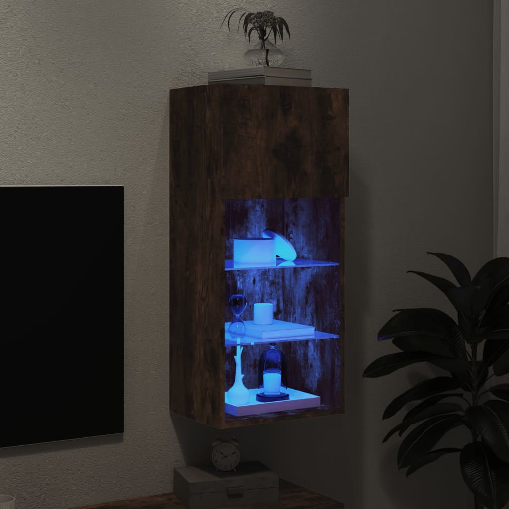 TV-Schrank mit LED-Leuchten Räuchereiche 40,5x30x90 cm - Pazzar.ch