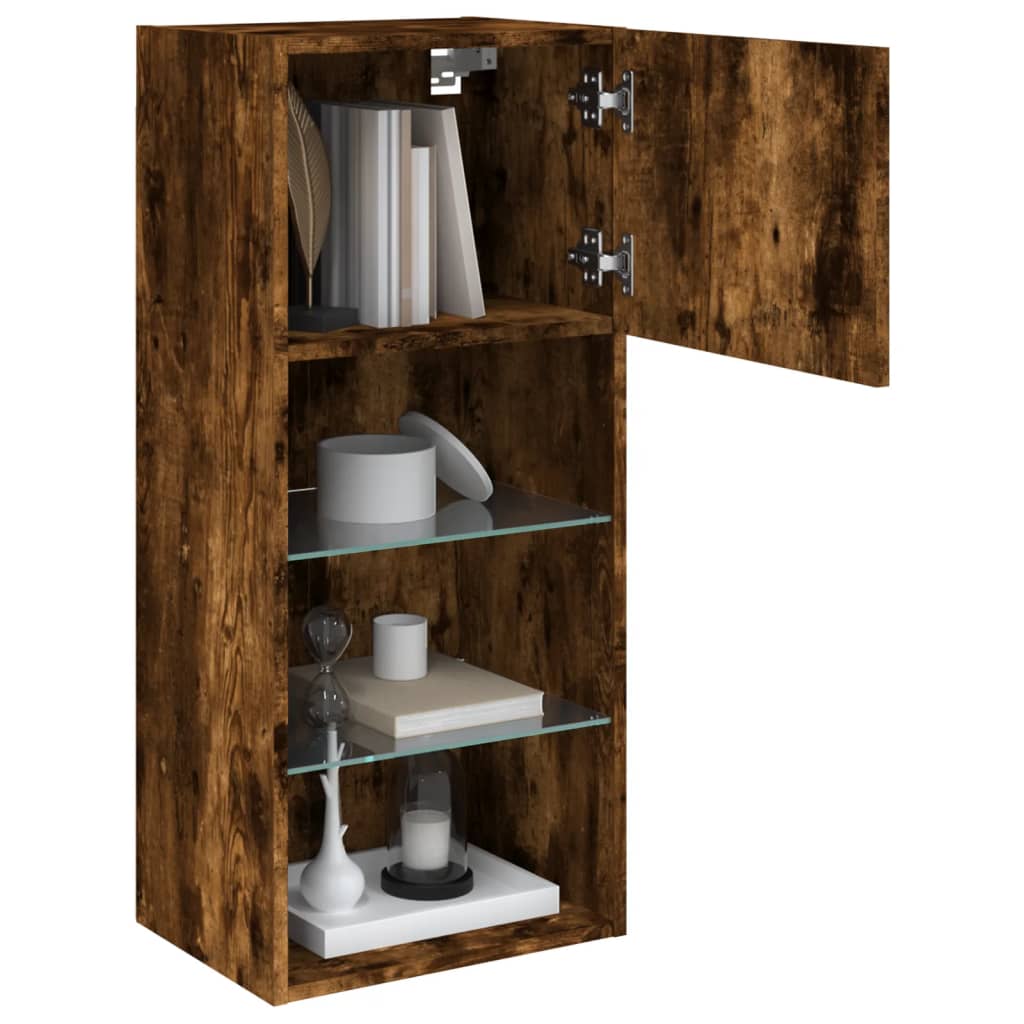 TV-Schrank mit LED-Leuchten Räuchereiche 40,5x30x90 cm - Pazzar.ch