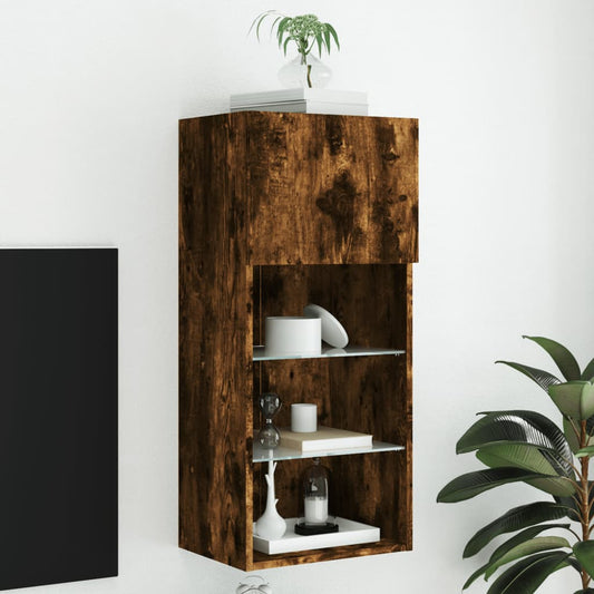 TV-Schrank mit LED-Leuchten Räuchereiche 40,5x30x90 cm - Pazzar.ch