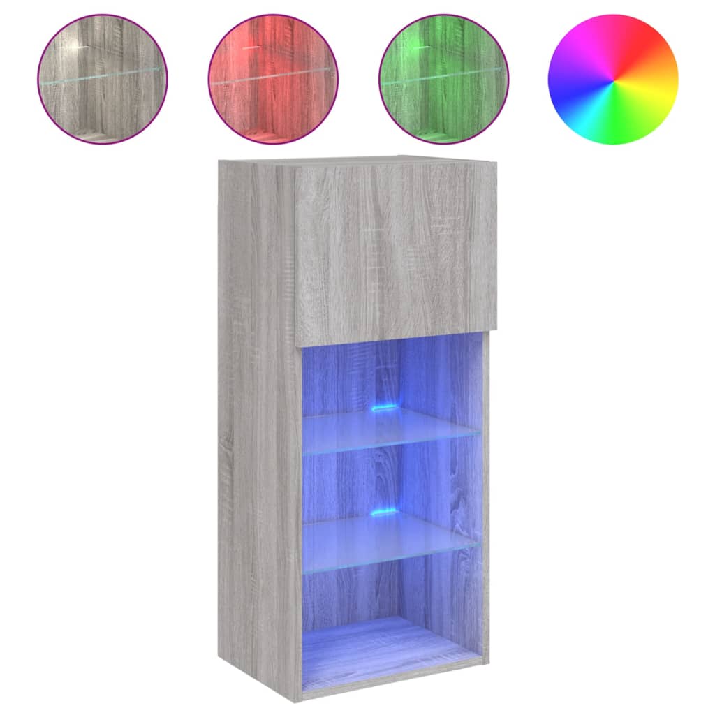 TV-Schrank mit LED-Leuchten Grau Sonoma 40,5x30x90 cm - Pazzar.ch