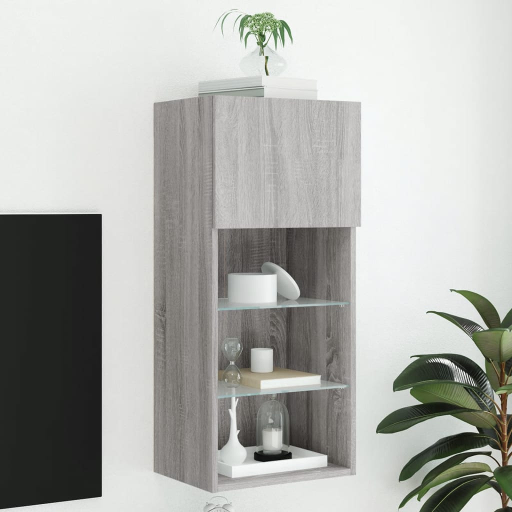 TV-Schrank mit LED-Leuchten Grau Sonoma 40,5x30x90 cm - Pazzar.ch