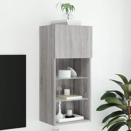 TV-Schrank mit LED-Leuchten Grau Sonoma 40,5x30x90 cm - Pazzar.ch