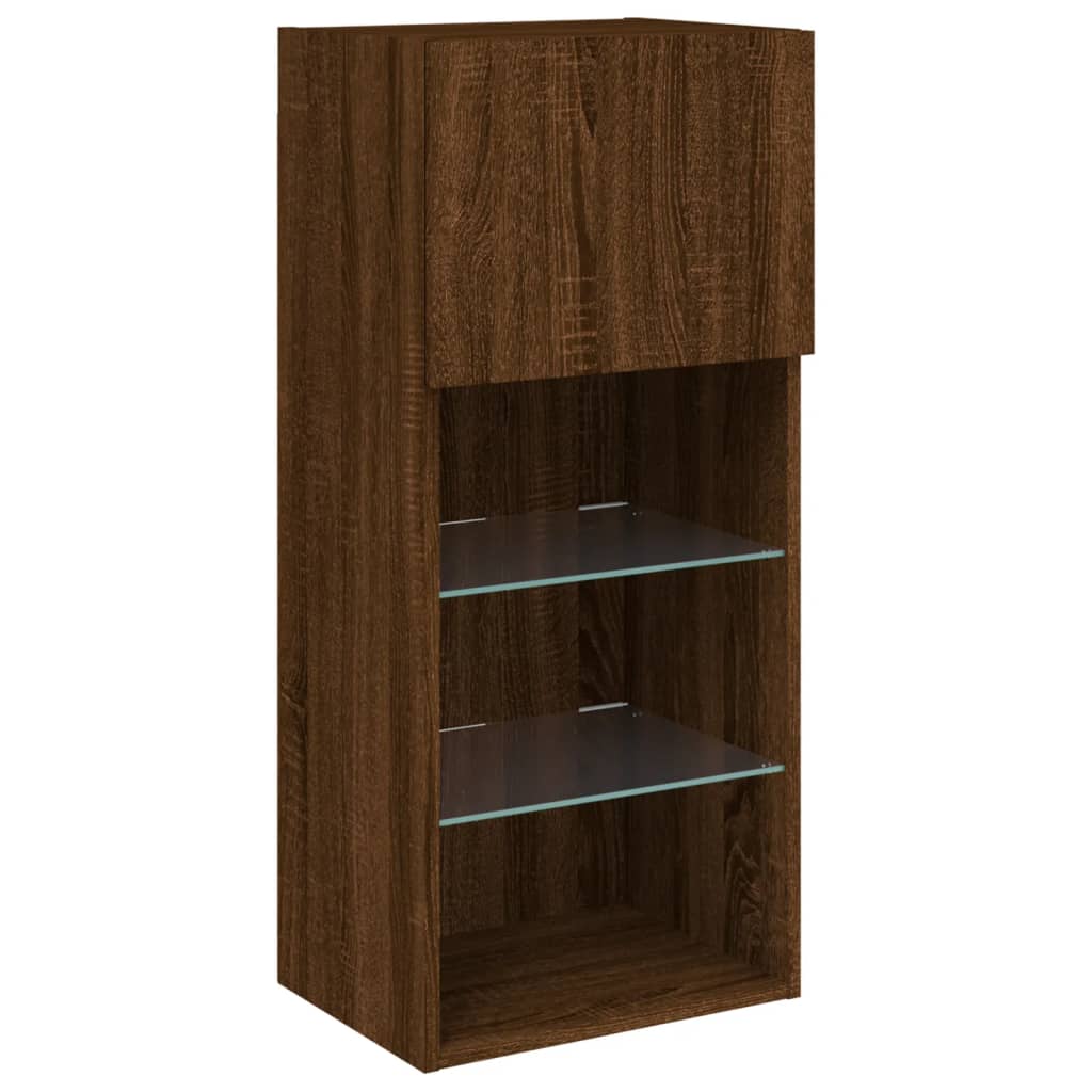 TV-Schrank mit LED-Leuchten Braun Eichen-Optik 40,5x30x90 cm - Pazzar.ch