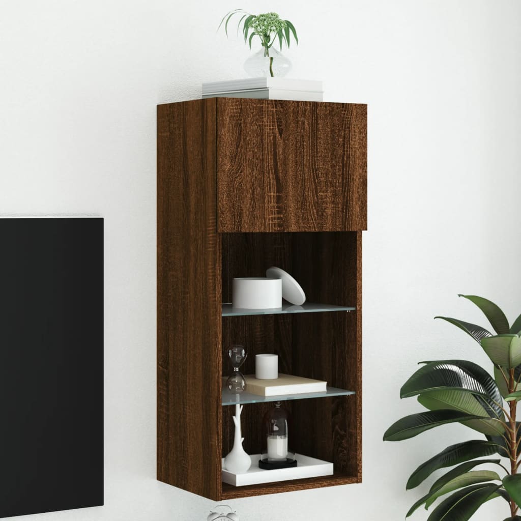 TV-Schrank mit LED-Leuchten Braun Eichen-Optik 40,5x30x90 cm - Pazzar.ch