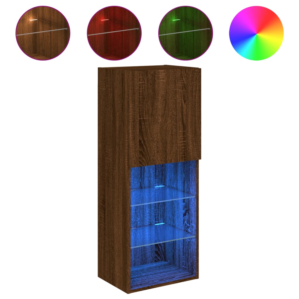 TV-Schrank mit LED-Leuchten Braun Eichen-Optik 40,5x30x102 cm - Pazzar.ch