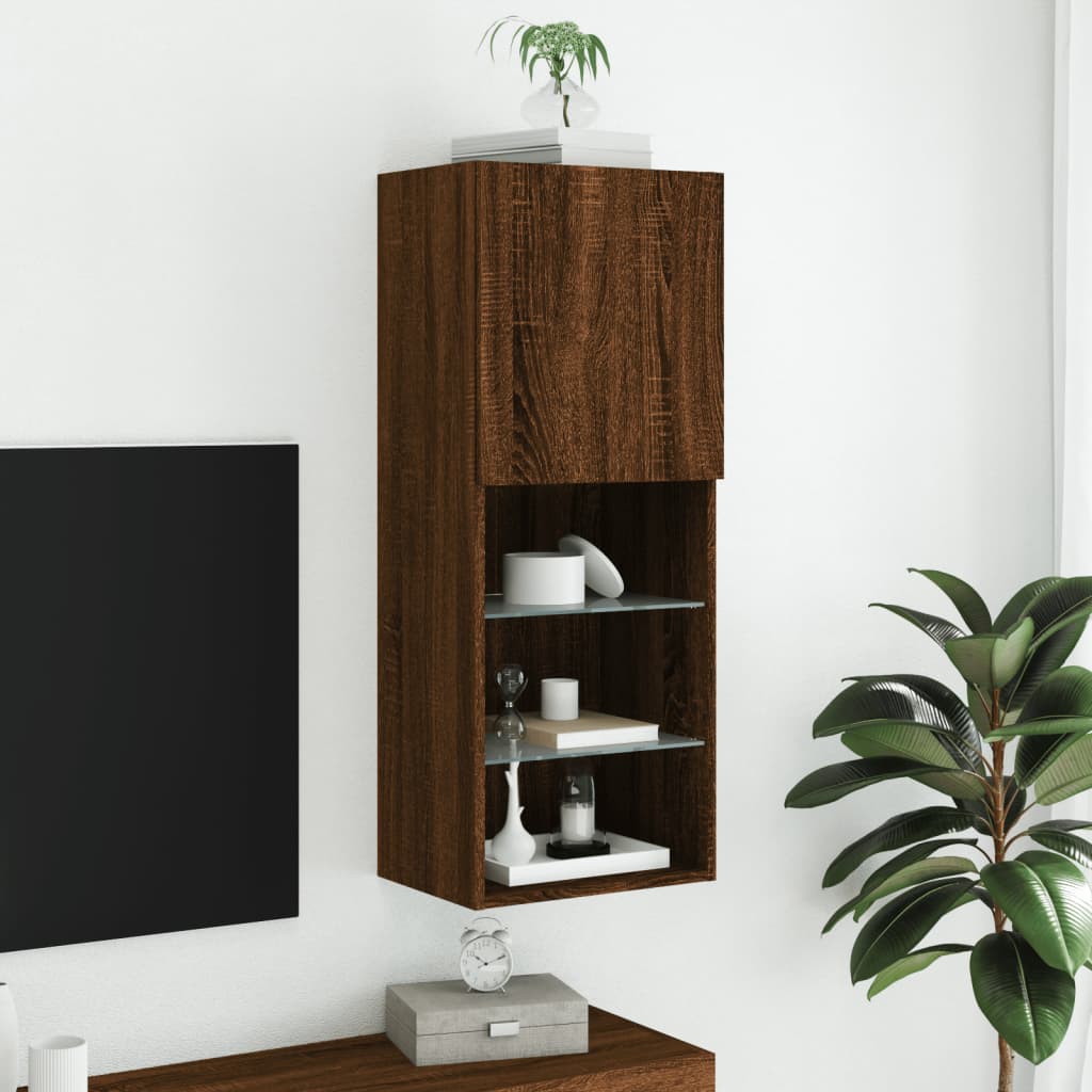 TV-Schrank mit LED-Leuchten Braun Eichen-Optik 40,5x30x102 cm - Pazzar.ch