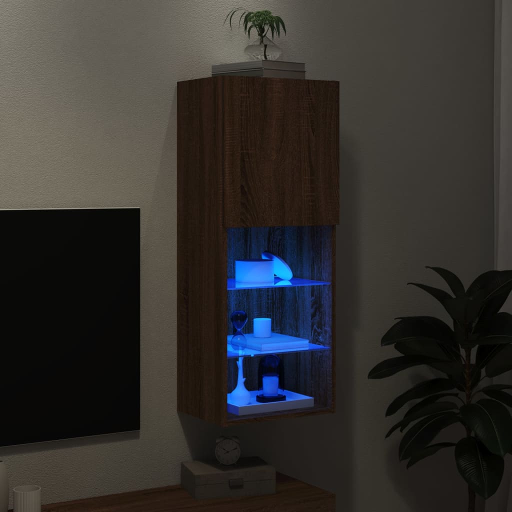 TV-Schrank mit LED-Leuchten Braun Eichen-Optik 40,5x30x102 cm - Pazzar.ch