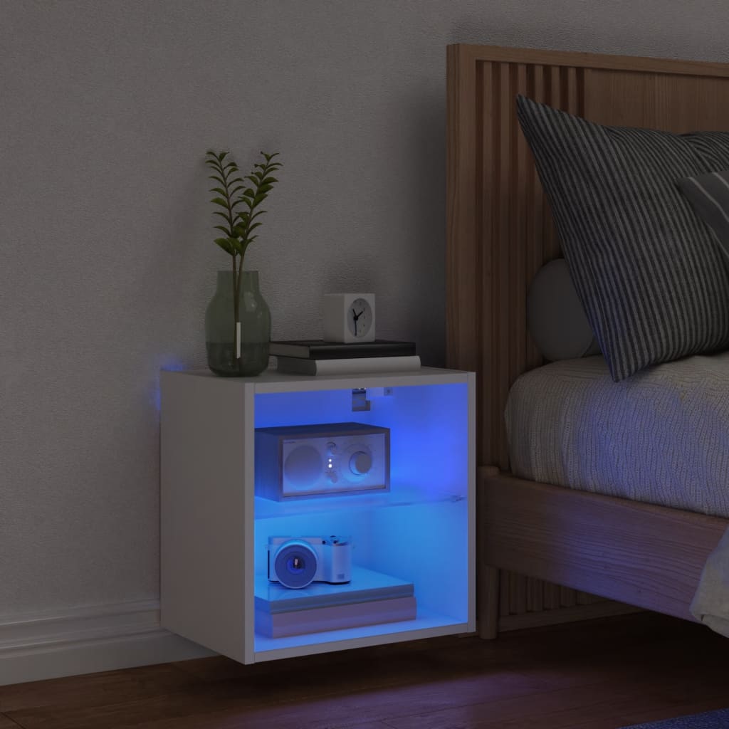 Wand-Nachttisch mit LED-Leuchten Weiß - Pazzar.ch