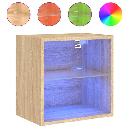 Wand-Nachttisch mit LED-Leuchten Sonoma-Eiche - Pazzar.ch