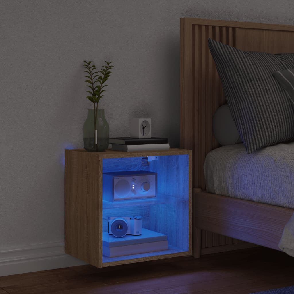 Wand-Nachttisch mit LED-Leuchten Sonoma-Eiche - Pazzar.ch