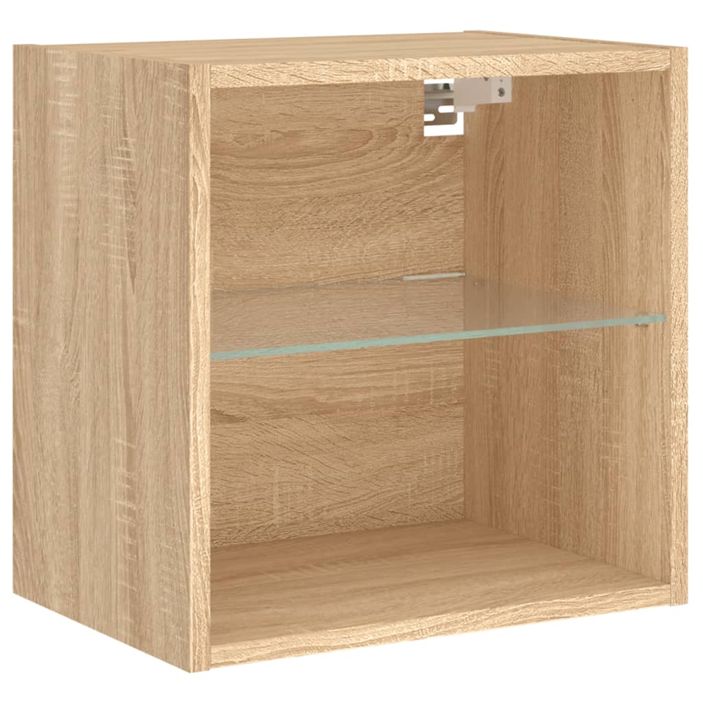 Wand-Nachttische mit LED-Leuchten 2 Stk. Sonoma-Eiche - Pazzar.ch