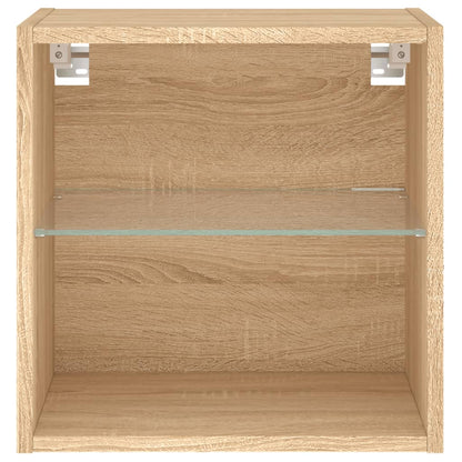Wand-Nachttische mit LED-Leuchten 2 Stk. Sonoma-Eiche - Pazzar.ch