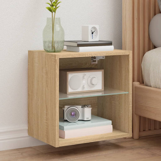 Wand-Nachttische mit LED-Leuchten 2 Stk. Sonoma-Eiche - Pazzar.ch
