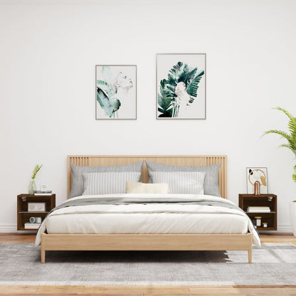 Wand-Nachttische mit LED-Leuchten 2 Stk. Braun Eichen-Optik - Pazzar.ch