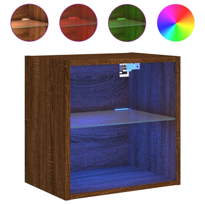 Wand-Nachttische mit LED-Leuchten 2 Stk. Braun Eichen-Optik - Pazzar.ch