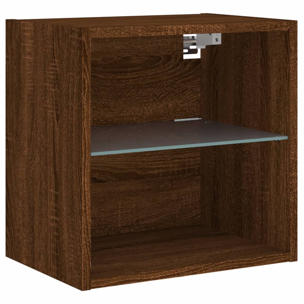 Wand-Nachttische mit LED-Leuchten 2 Stk. Braun Eichen-Optik - Pazzar.ch