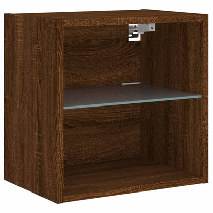 Wand-Nachttische mit LED-Leuchten 2 Stk. Braun Eichen-Optik - Pazzar.ch