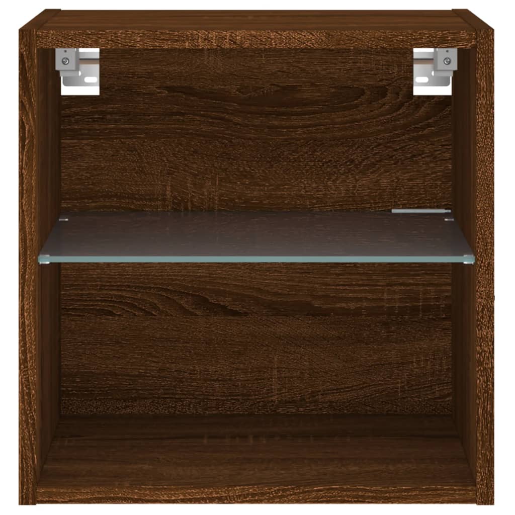 Wand-Nachttische mit LED-Leuchten 2 Stk. Braun Eichen-Optik - Pazzar.ch