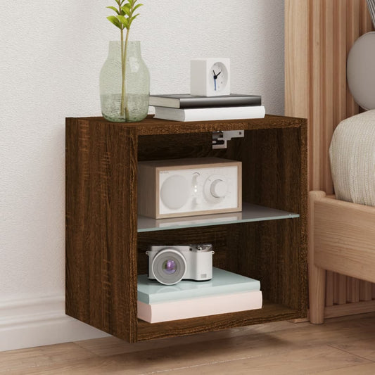 Wand-Nachttische mit LED-Leuchten 2 Stk. Braun Eichen-Optik - Pazzar.ch