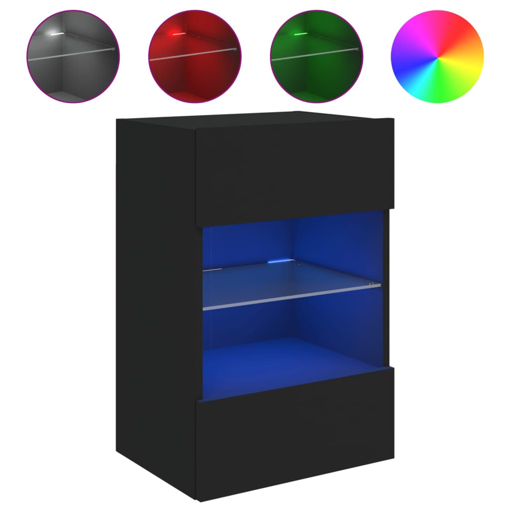 TV-Wandschrank mit LED-Leuchten Schwarz 40x30x60,5 cm - Pazzar.ch