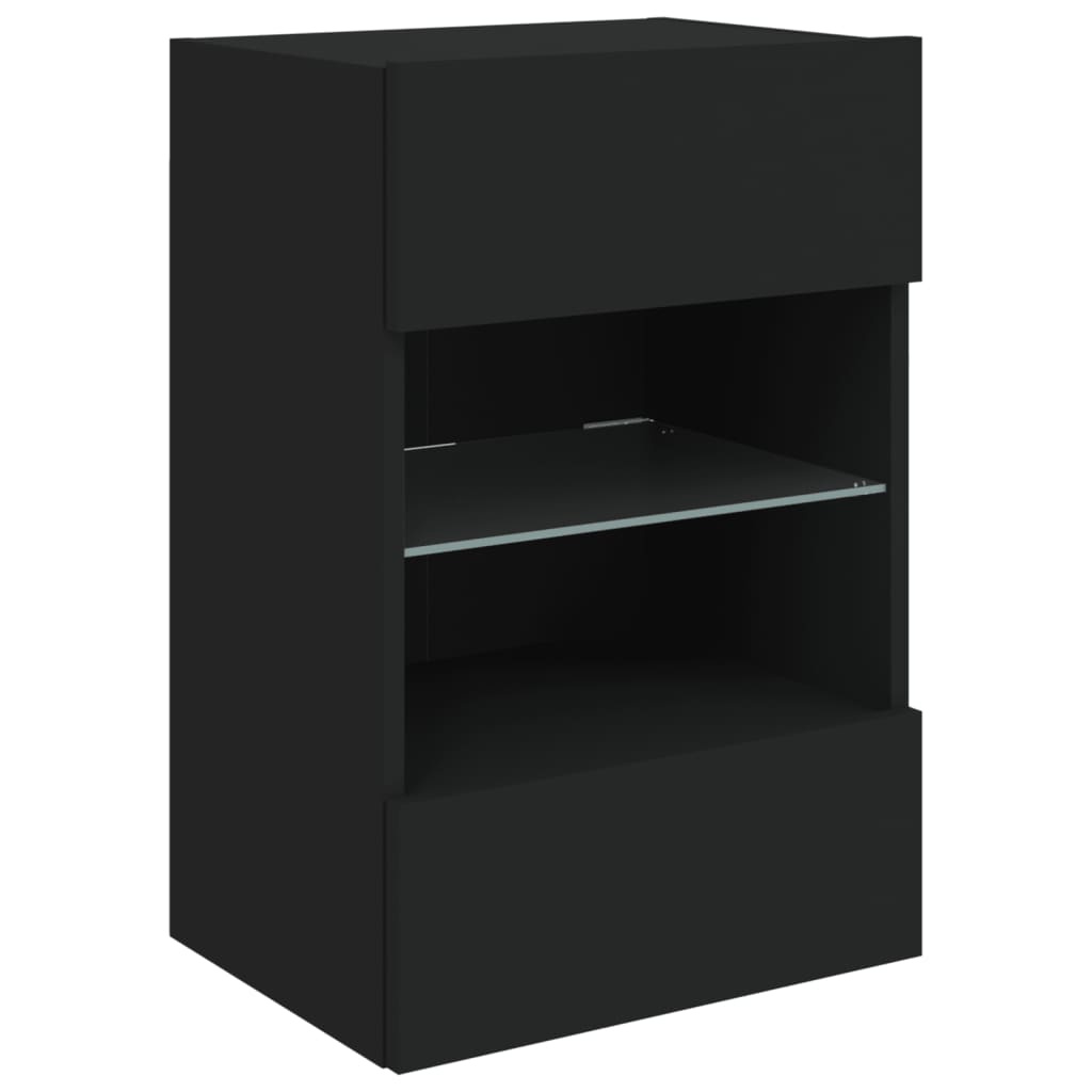 TV-Wandschrank mit LED-Leuchten Schwarz 40x30x60,5 cm - Pazzar.ch