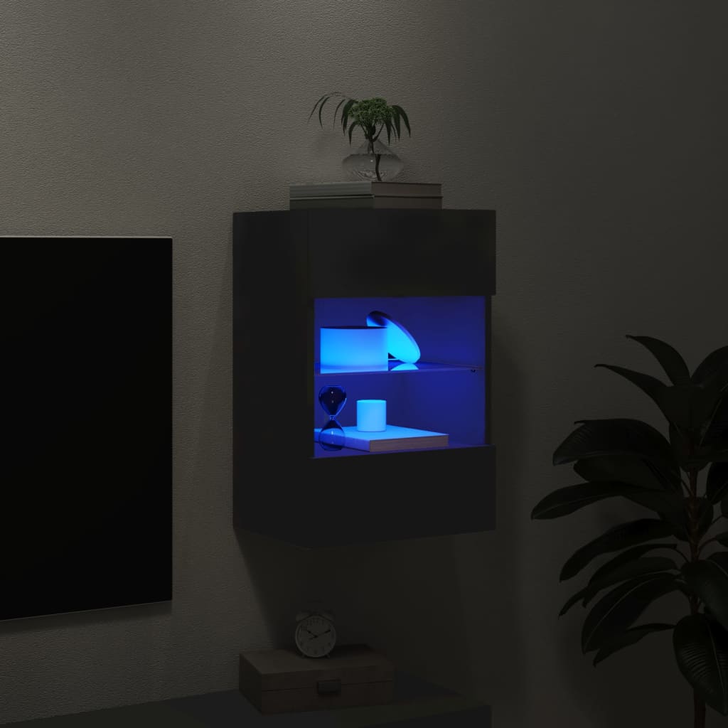 TV-Wandschrank mit LED-Leuchten Schwarz 40x30x60,5 cm - Pazzar.ch