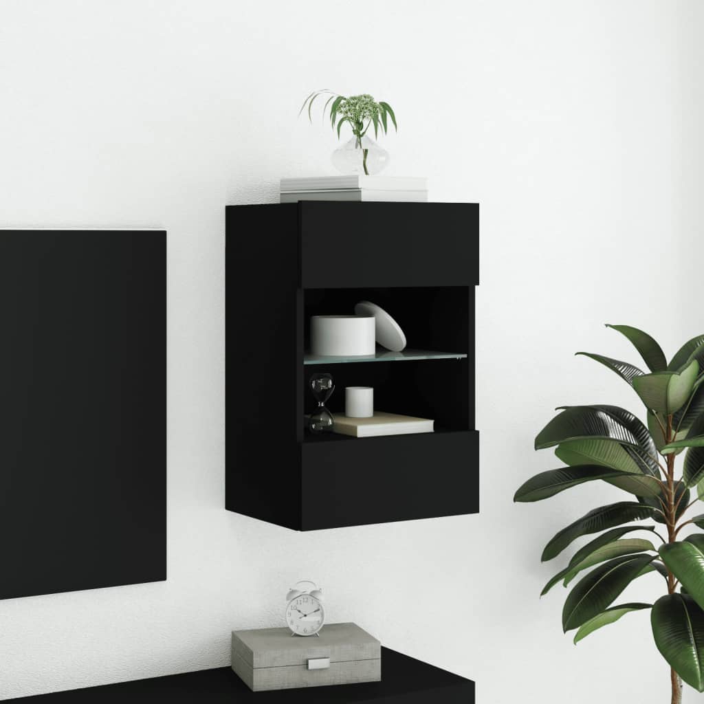 TV-Wandschrank mit LED-Leuchten Schwarz 40x30x60,5 cm - Pazzar.ch