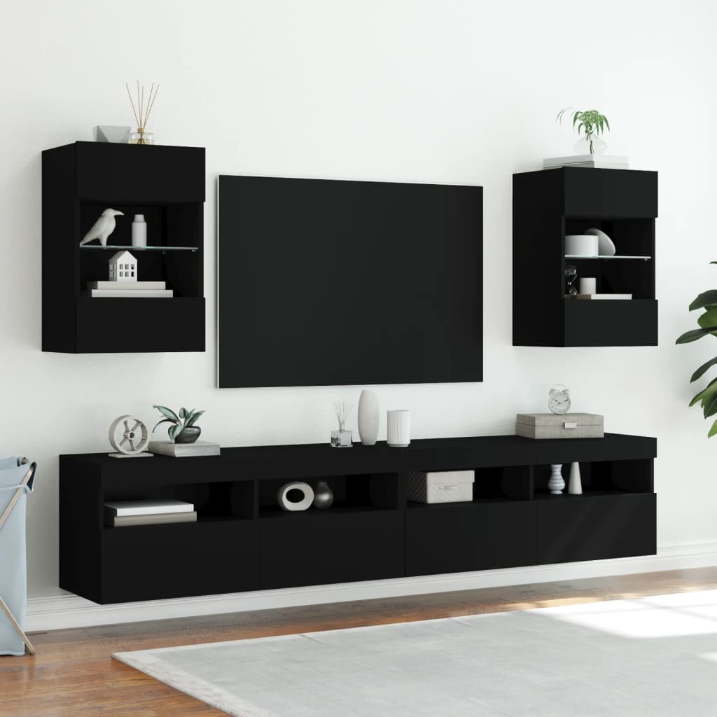 TV-Wandschrank mit LED-Leuchten Schwarz 40x30x60,5 cm - Pazzar.ch