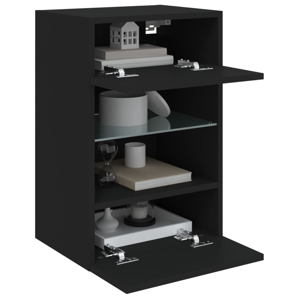 TV-Wandschrank mit LED-Leuchten Schwarz 40x30x60,5 cm - Pazzar.ch