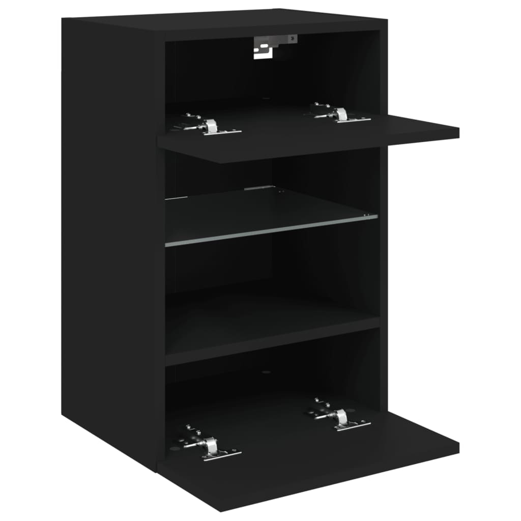 TV-Wandschrank mit LED-Leuchten Schwarz 40x30x60,5 cm - Pazzar.ch