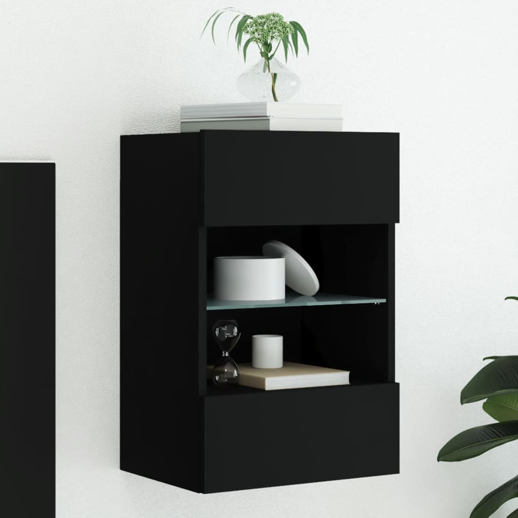 TV-Wandschrank mit LED-Leuchten Schwarz 40x30x60,5 cm - Pazzar.ch