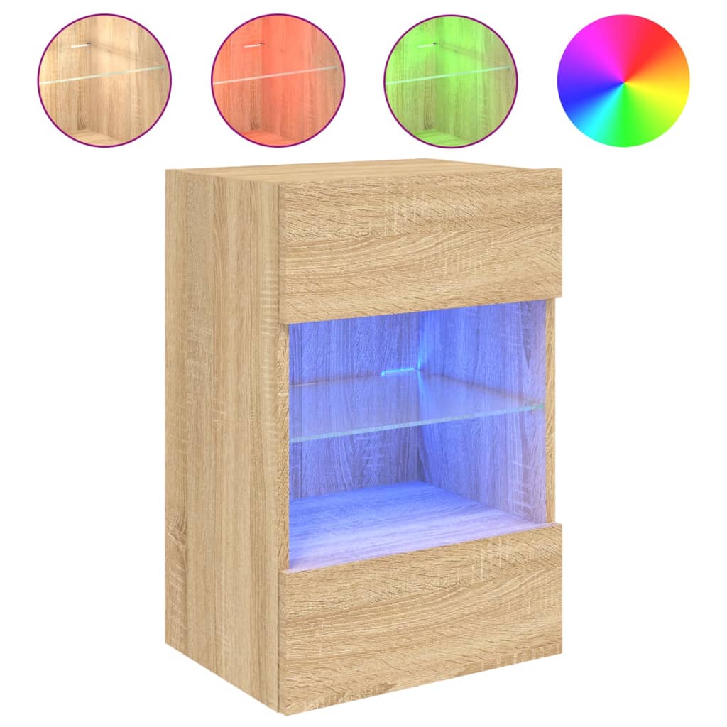 TV-Wandschrank mit LED-Leuchten Sonoma-Eiche 40x30x60,5 cm - Pazzar.ch
