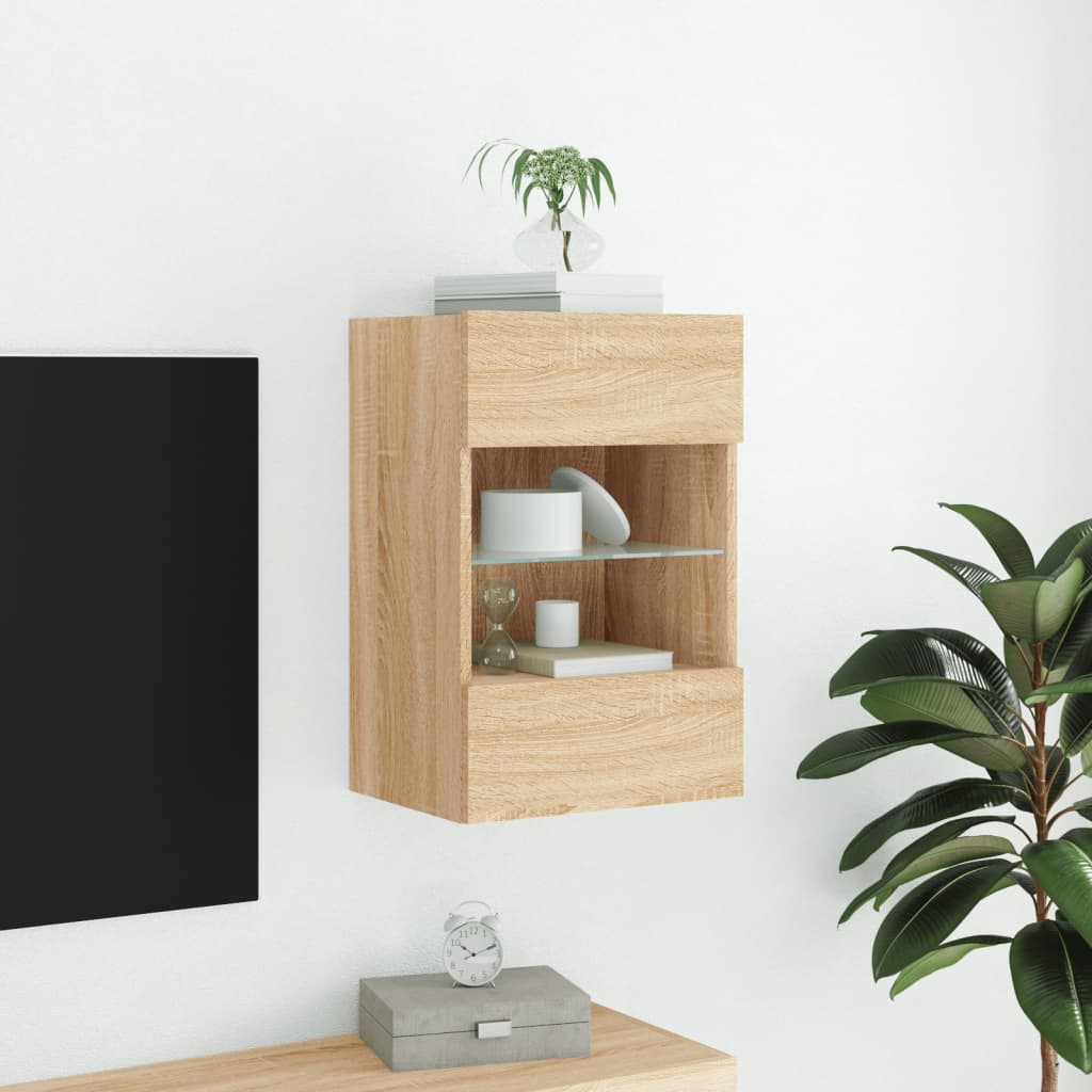 TV-Wandschrank mit LED-Leuchten Sonoma-Eiche 40x30x60,5 cm - Pazzar.ch
