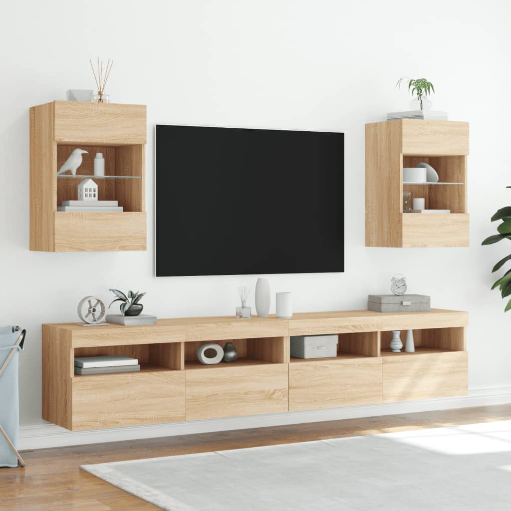 TV-Wandschrank mit LED-Leuchten Sonoma-Eiche 40x30x60,5 cm - Pazzar.ch