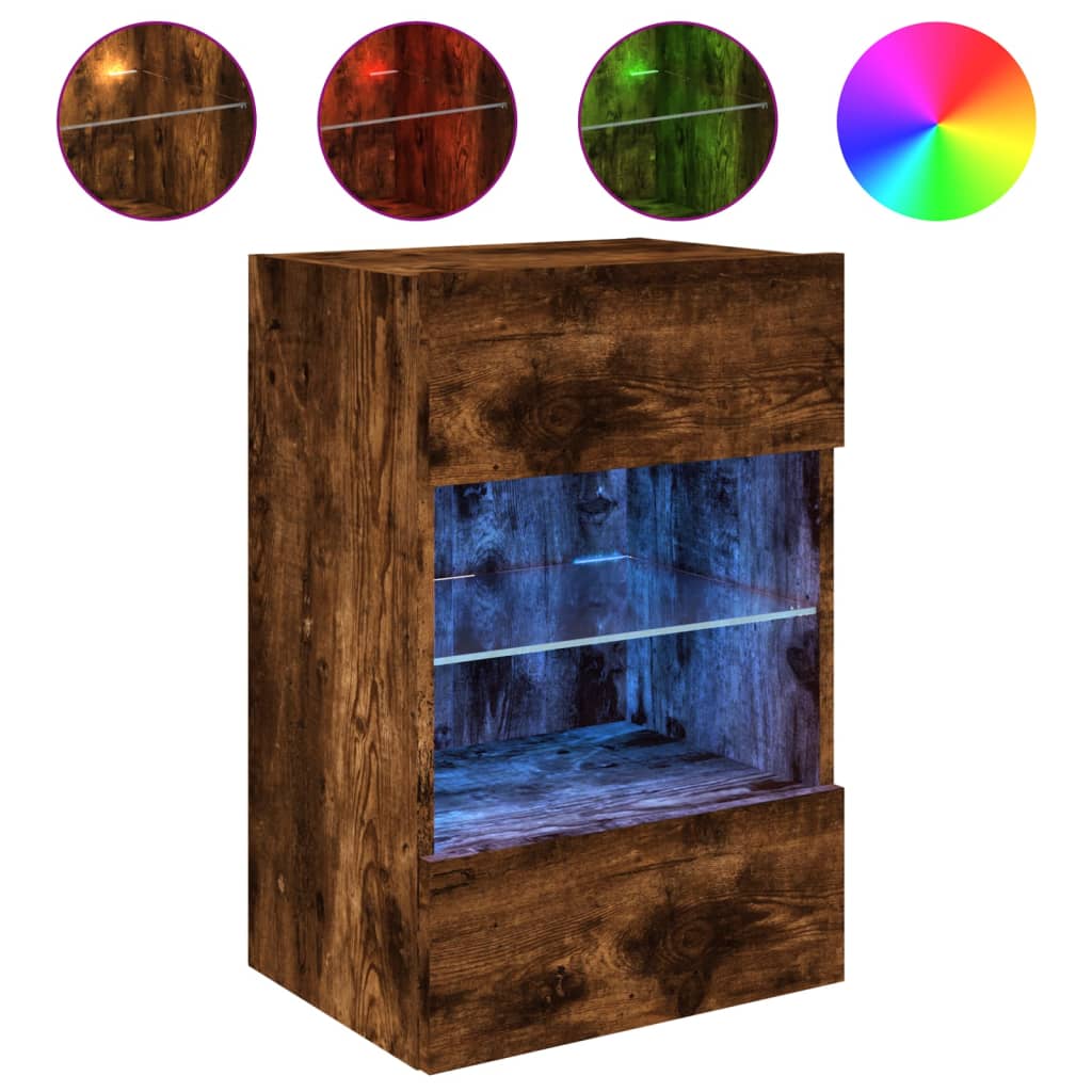 TV-Wandschrank mit LED-Leuchten Räuchereiche 40x30x60,5 cm - Pazzar.ch