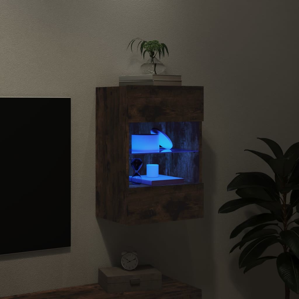 TV-Wandschrank mit LED-Leuchten Räuchereiche 40x30x60,5 cm - Pazzar.ch