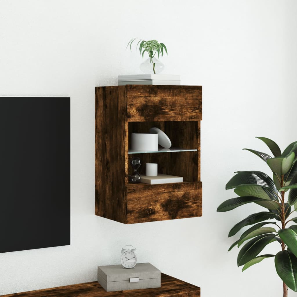 TV-Wandschrank mit LED-Leuchten Räuchereiche 40x30x60,5 cm - Pazzar.ch