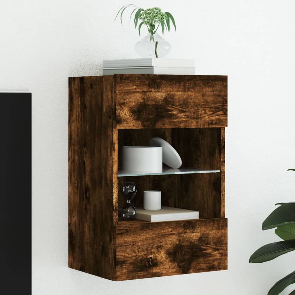 TV-Wandschrank mit LED-Leuchten Räuchereiche 40x30x60,5 cm - Pazzar.ch