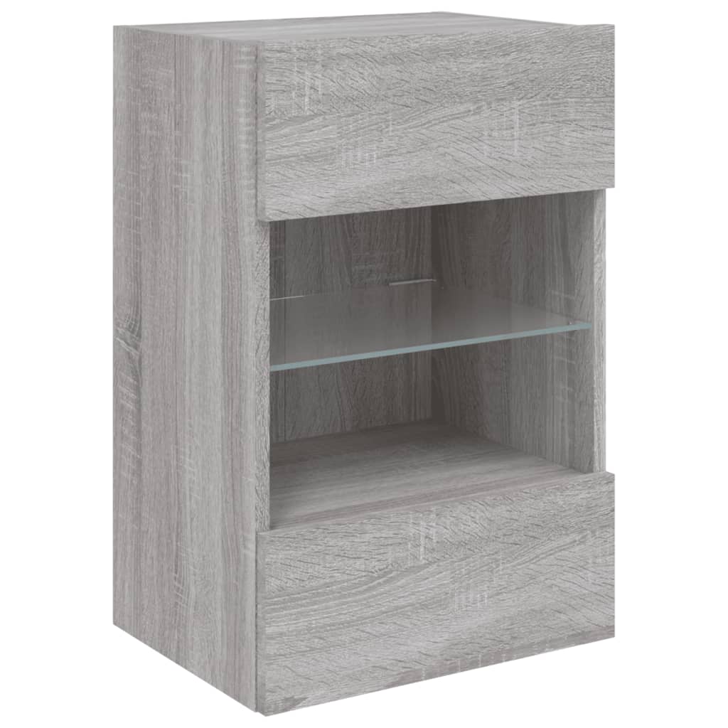 TV-Wandschrank mit LED-Leuchten Grau Sonoma 40x30x60,5 cm - Pazzar.ch