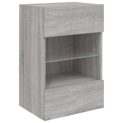 TV-Wandschrank mit LED-Leuchten Grau Sonoma 40x30x60,5 cm - Pazzar.ch