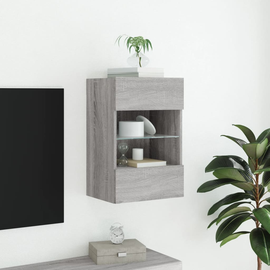 TV-Wandschrank mit LED-Leuchten Grau Sonoma 40x30x60,5 cm - Pazzar.ch