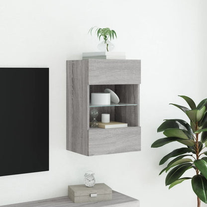 TV-Wandschrank mit LED-Leuchten Grau Sonoma 40x30x60,5 cm - Pazzar.ch