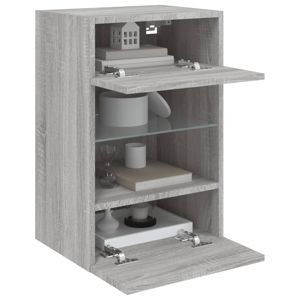 TV-Wandschrank mit LED-Leuchten Grau Sonoma 40x30x60,5 cm - Pazzar.ch