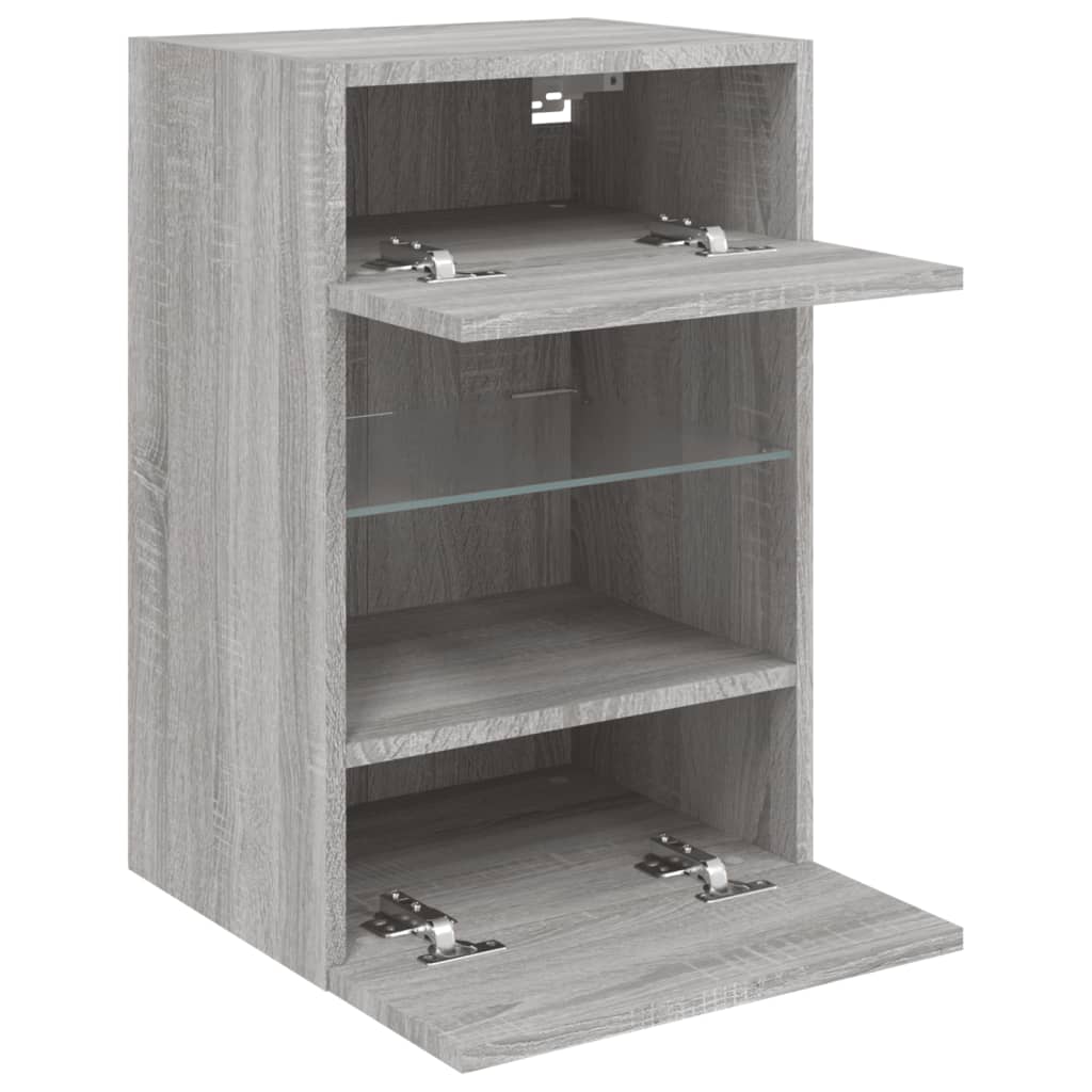TV-Wandschrank mit LED-Leuchten Grau Sonoma 40x30x60,5 cm - Pazzar.ch