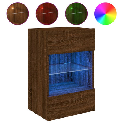 TV-Wandschrank mit LED-Leuchten Braun Eichen-Optik 40x30x60,5cm - Pazzar.ch